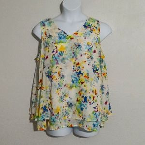Floral multi layered sleeveless tank